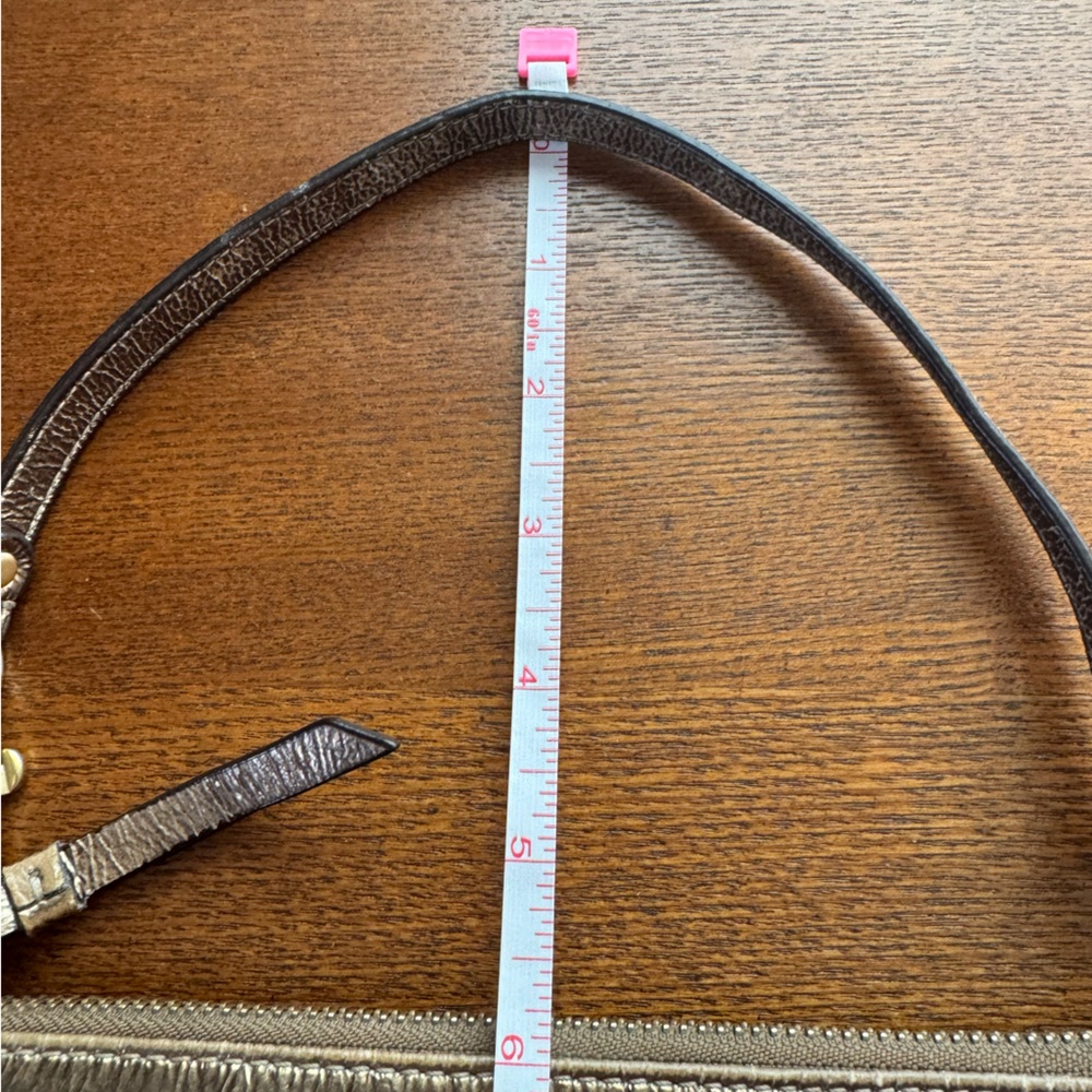 Coach Signature C Canvas W/Gold Metallic Leather Trim Wristlet - Picture 13 of 15